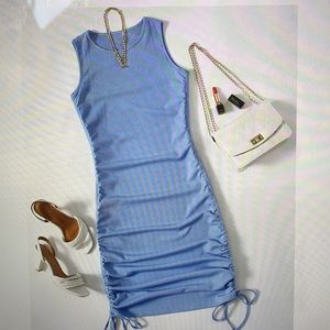 Blue draw string tight dress. From shien